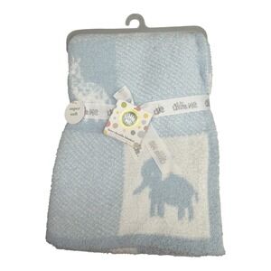 Little Me Luxe Chenille Safari Baby Blanket Giraffe Zebra Elephant Lion NWT Blue